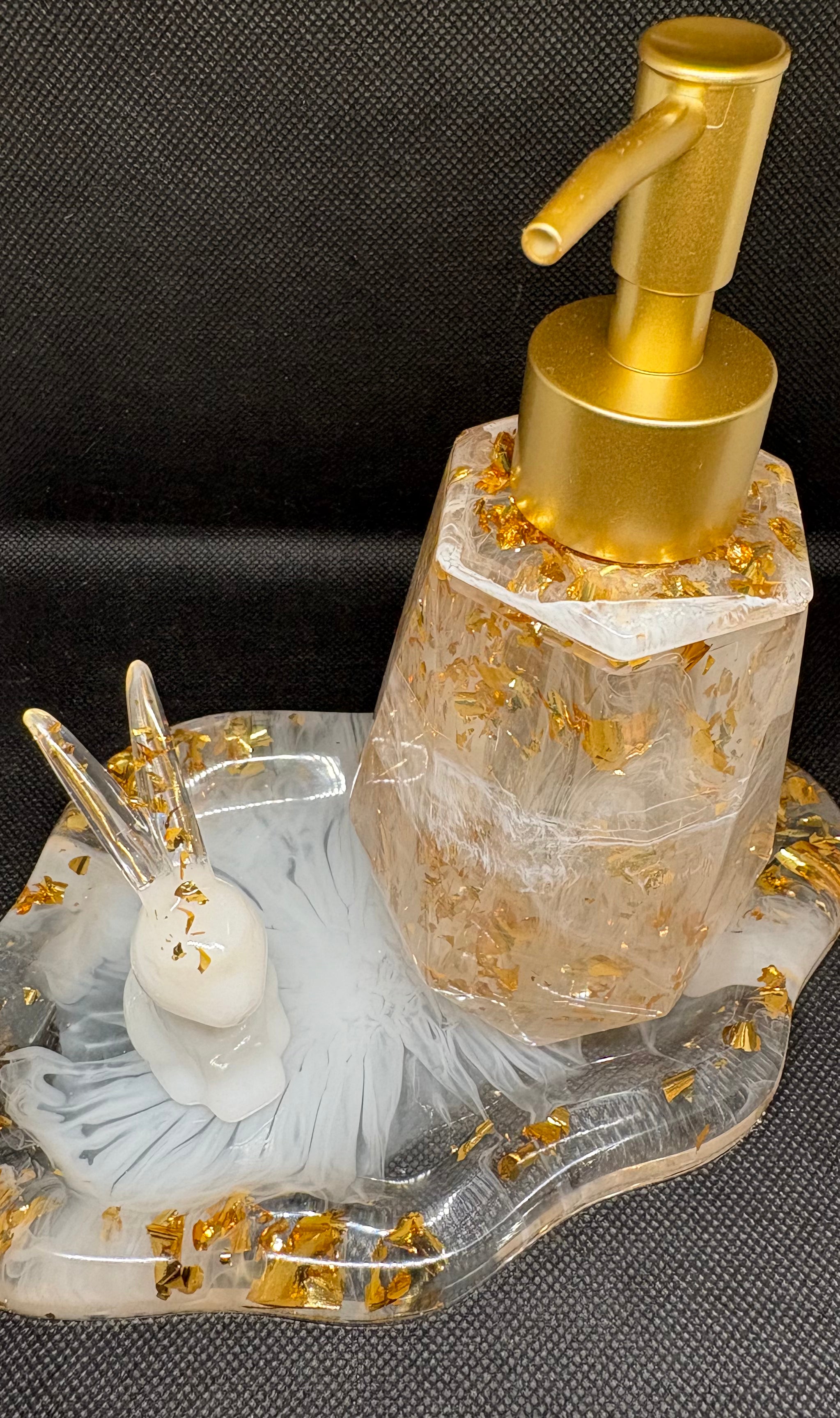 Ensemble Distributeur de savon porte-bague et plateau